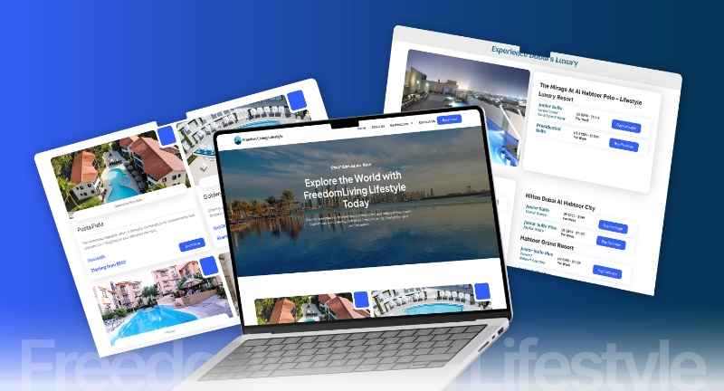 Website design and development project for a travel and tourism business, Freedom Living Lifestyle developed by Kaltech Consultancy
