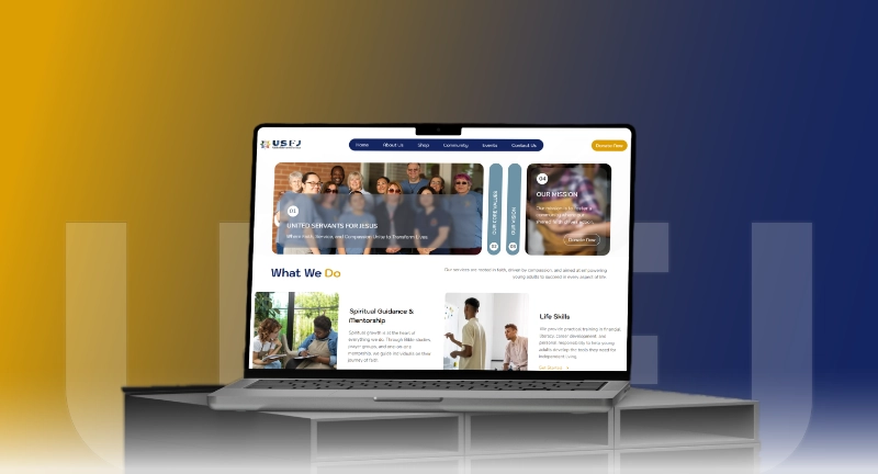Website design project for a Christian non-profit business, United Servants for Jesus developed by Kaltech Consultancy